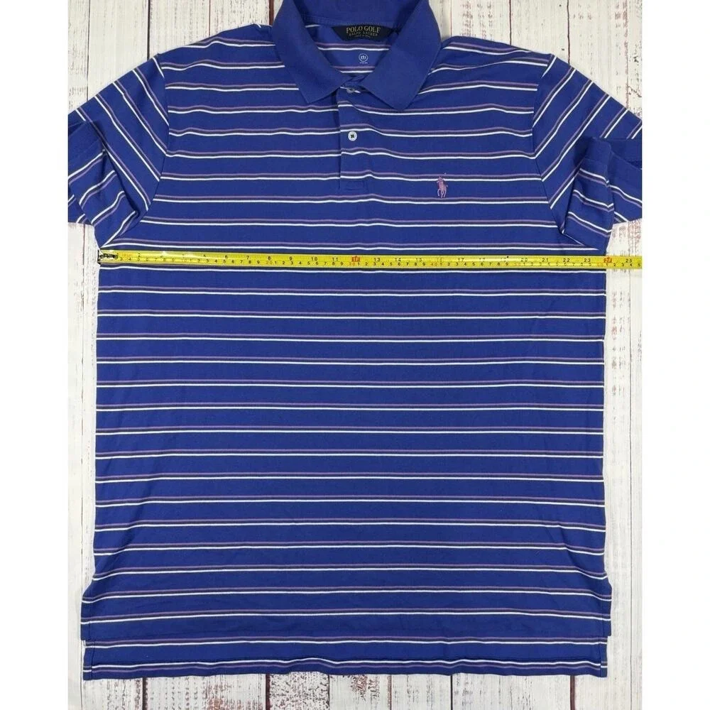 Polo Golf Ralph Lauren Performance Polo Shirt Men's Size XL Blue Striped Wicking